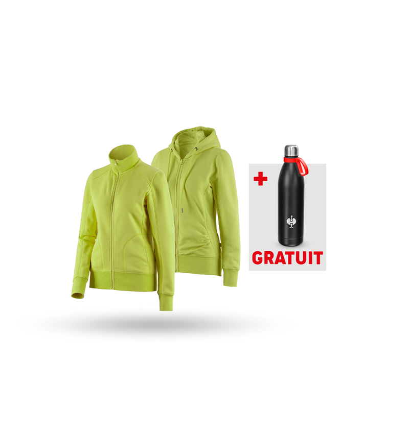 Vêtements: KIT : Veste sweat + veste sweat à capuche, femmes + vert mai