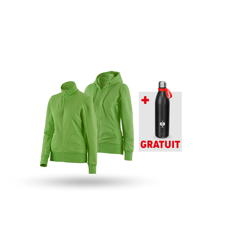 Vêtements: KIT : Veste sweat + veste sweat à capuche, femmes + vert d'eau