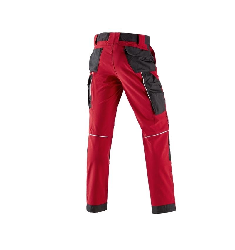 Pantalons de travail: Fonct. pantalon à taille élast. e.s.dynashield + rouge vif/noir 3