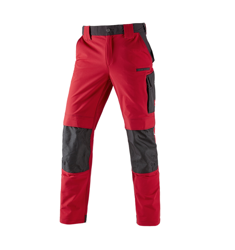 Pantalons de travail: Fonct. pantalon à taille élast. e.s.dynashield + rouge vif/noir 2
