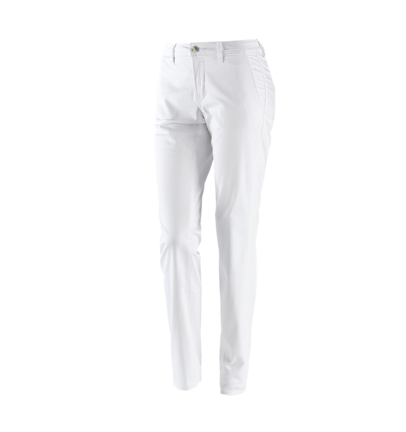 Pantalons de travail: e.s. Pantalon de travail à 5 poches Chino,femmes + blanc 2
