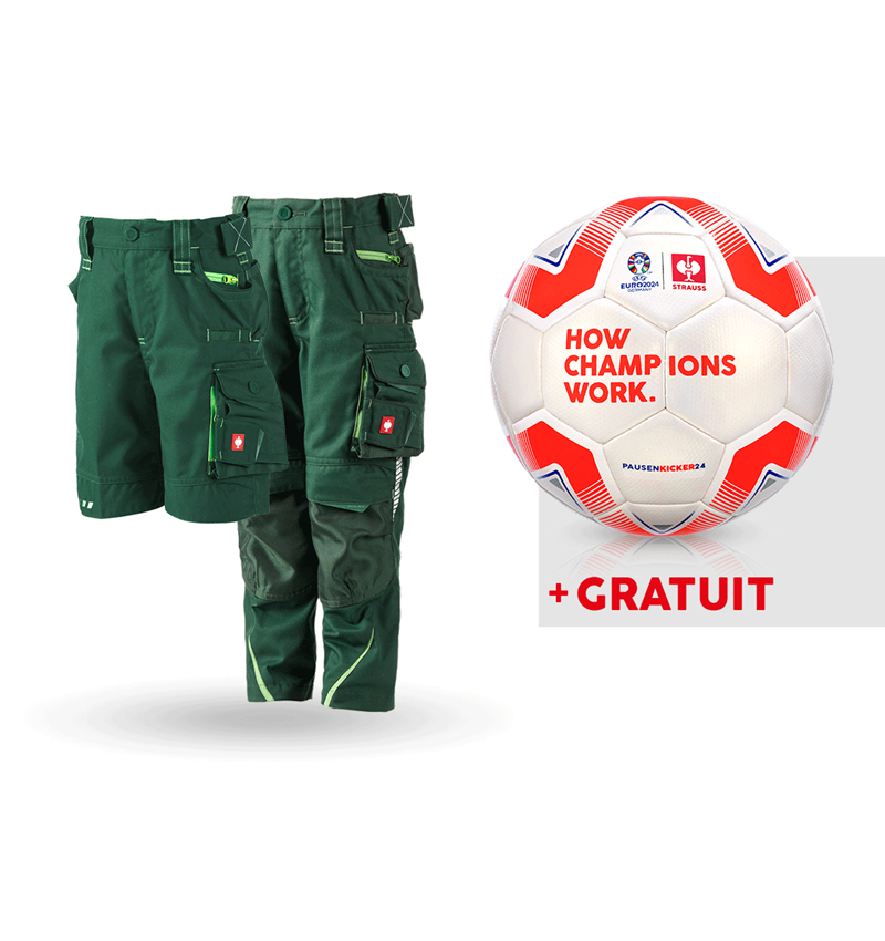 Vêtements: KIT:Pantalon+short e.s.motion 2020,enfants+ballon + vert/vert d'eau