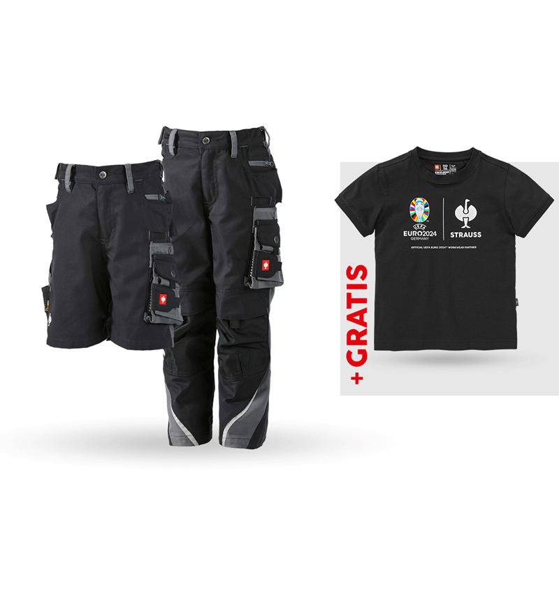 Bekleidung: SET: Kinder Bundhose + Short e.s.motion + Shirt + graphit/zement