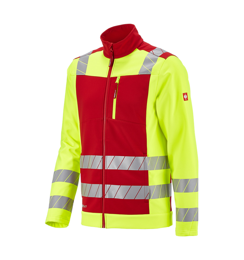 Bekleidung: Warnschutz Softshelljacke e.s.motion 24/7 + rot/warngelb 4