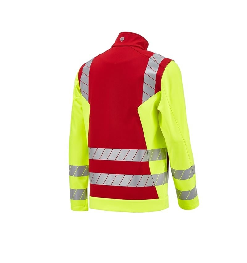 Bekleidung: Warnschutz Softshelljacke e.s.motion 24/7 + rot/warngelb 5