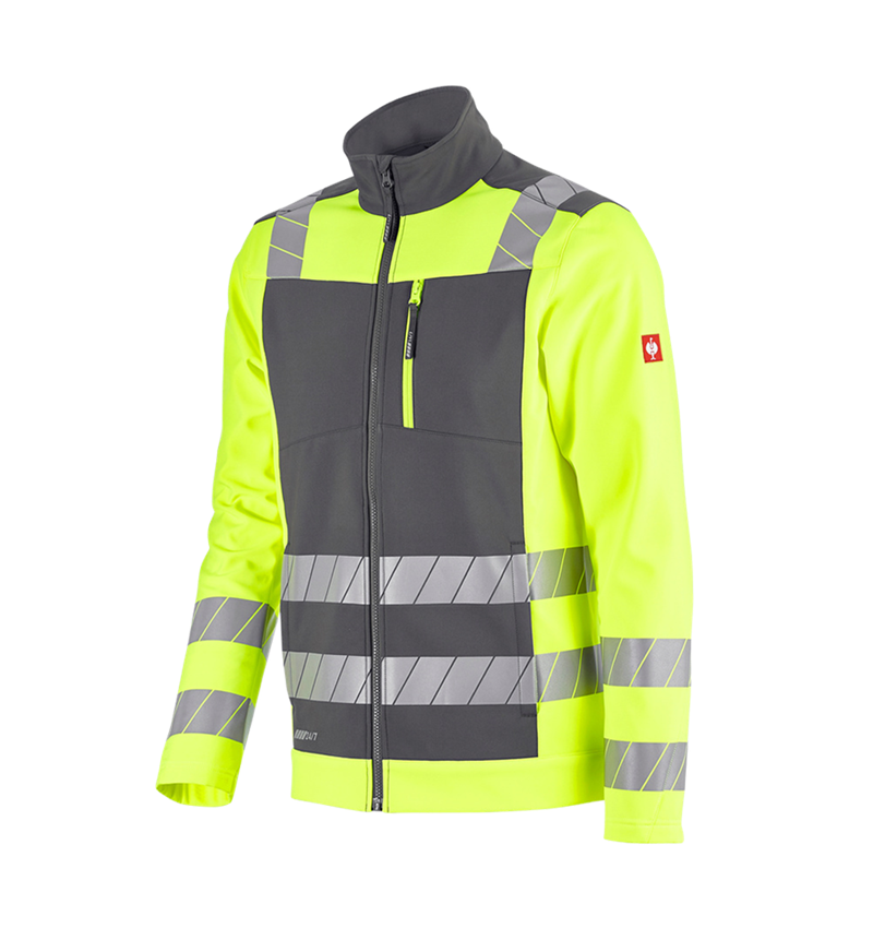 Bekleidung: Warnschutz Softshelljacke e.s.motion 24/7 + anthrazit/warngelb 5