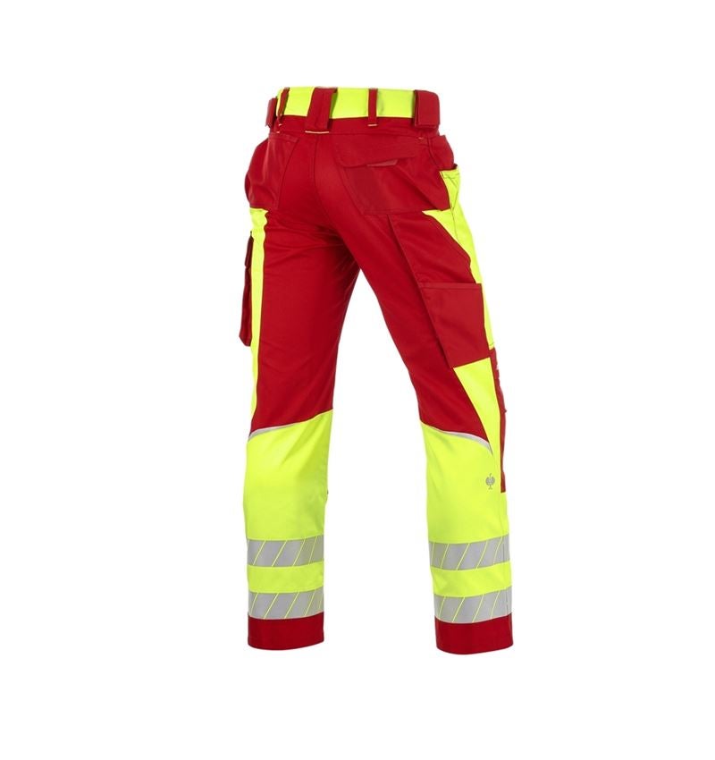 Pantalons de travail: Pantalon à taille élast. signal. e.s.motion 24/7 + rouge/jaune fluo 6