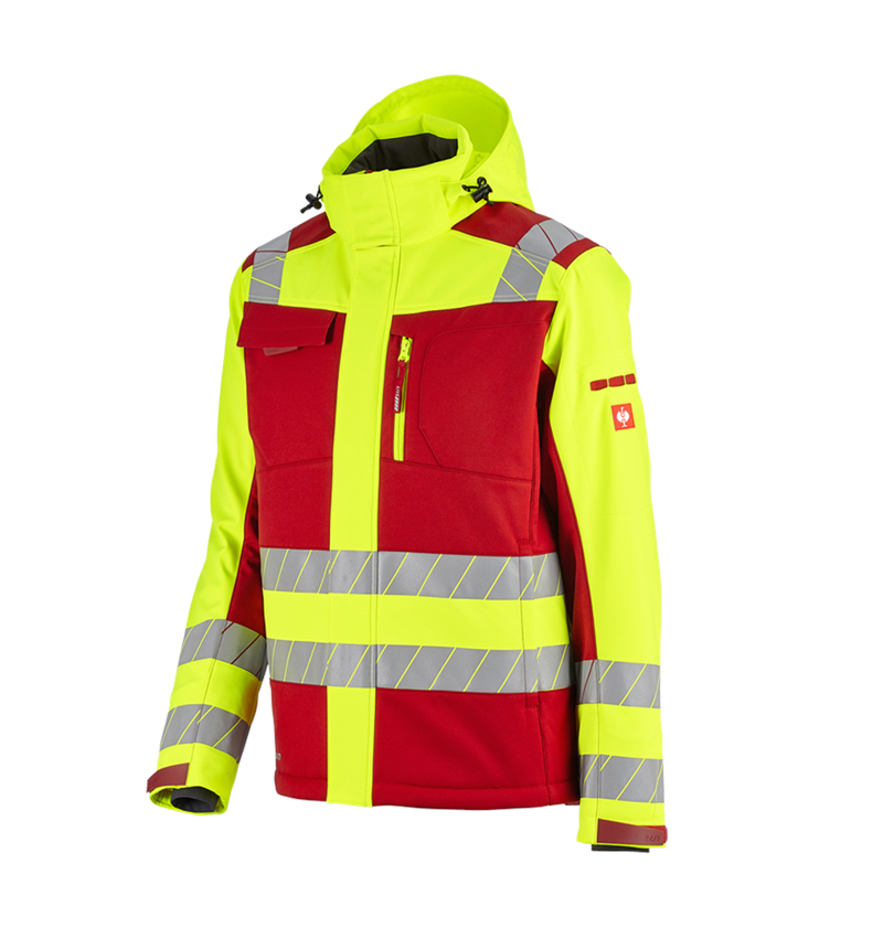 Bekleidung: Warnschutz Winter Softshelljacke e.s.motion 24/7 + rot/warngelb 4