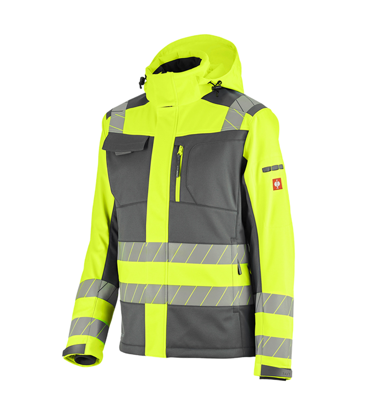 Bekleidung: Warnschutz Winter Softshelljacke e.s.motion 24/7 + anthrazit/warngelb 7