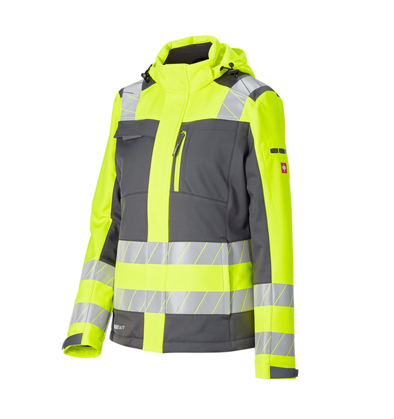 Vestes de travail: Veste soft.de signal.d'hiver e.s.motion 24/7,fem. + anthracite/jaune fluo