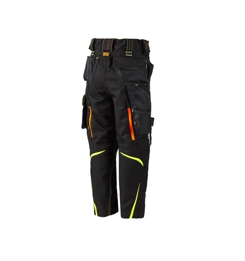 Pantalons: Pantalon à taille élastique e.s.motion2020,enfants + noir/jaune fluo/orange fluo 3