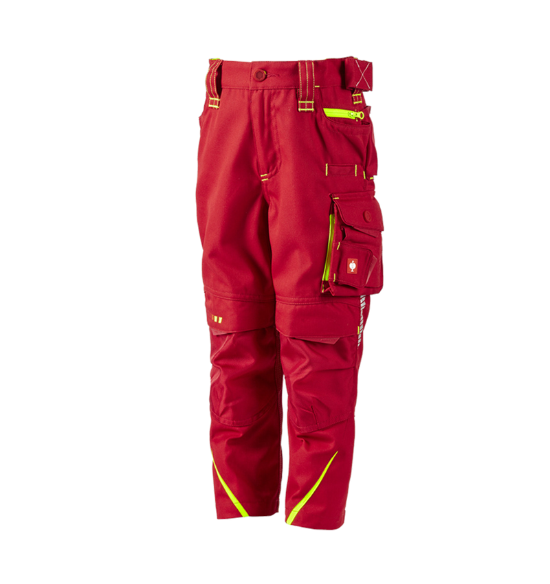 Pantalons: Pantalon à taille élastique e.s.motion2020,enfants + rouge vif/jaune fluo 1