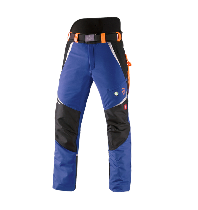 Vêtements sylviculture /anti coupures: e.s. Pantalon forestier élastique anticoupure, KWF + bleu royal/orange fluo 2