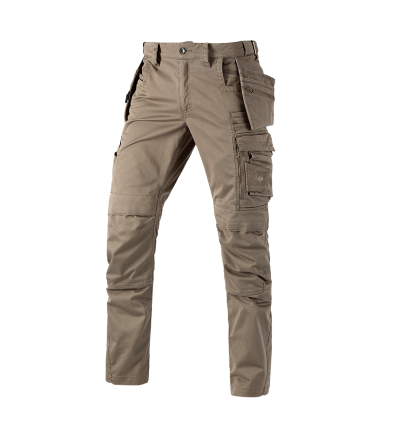 Menuisiers: Pantalon à taille élast. e.s.motion ten tool-pouch + brun cendré 1