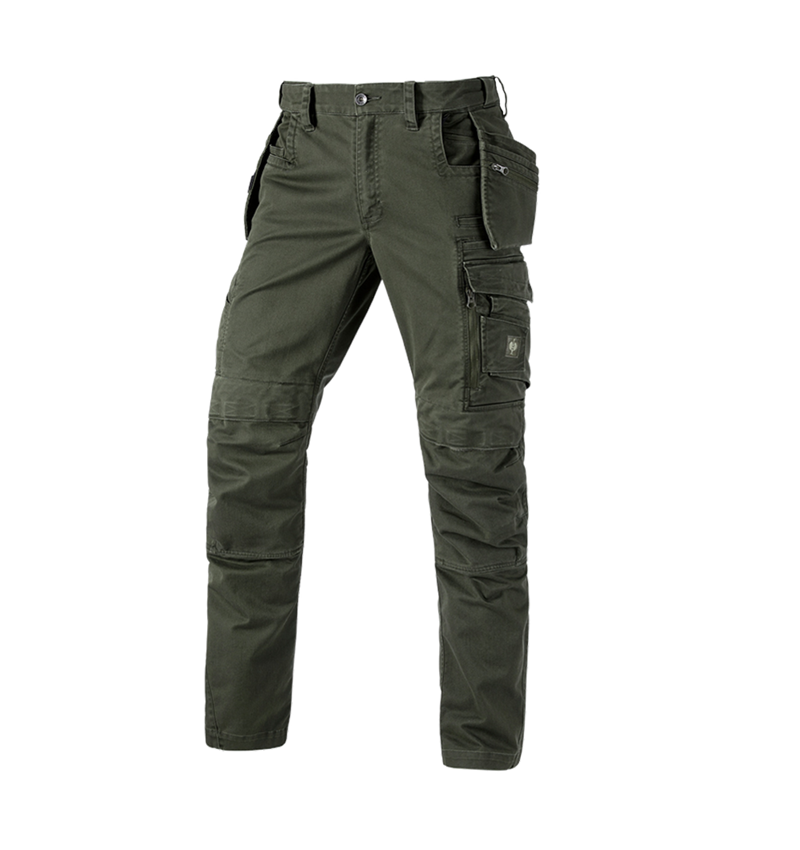 Menuisiers: Pantalon à taille élast. e.s.motion ten tool-pouch + vert camouflage