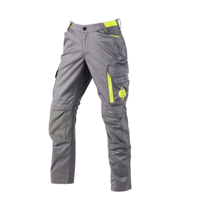 Pantalons de travail: Pantalon à taille élastique e.s.trail + gris basalte/jaune acide 2