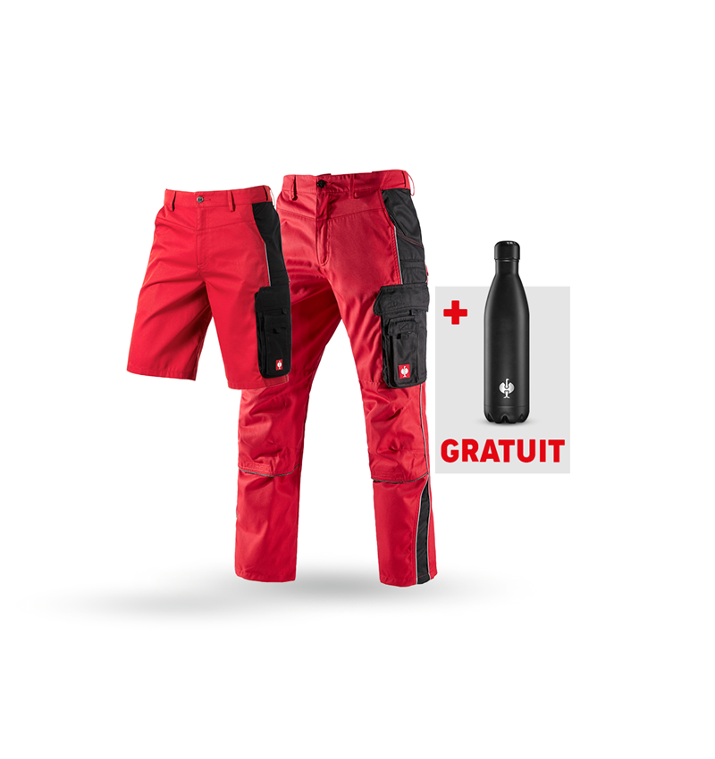 Vêtements: KIT: Pantalon à taille + Short e.s.active + Gourde + rouge/noir