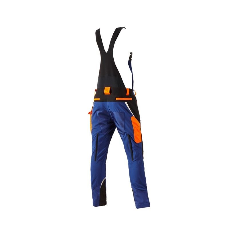 Pantalons de travail: e.s. Salopette de forestier anticoupure, KWF + bleu royal/orange fluo 3