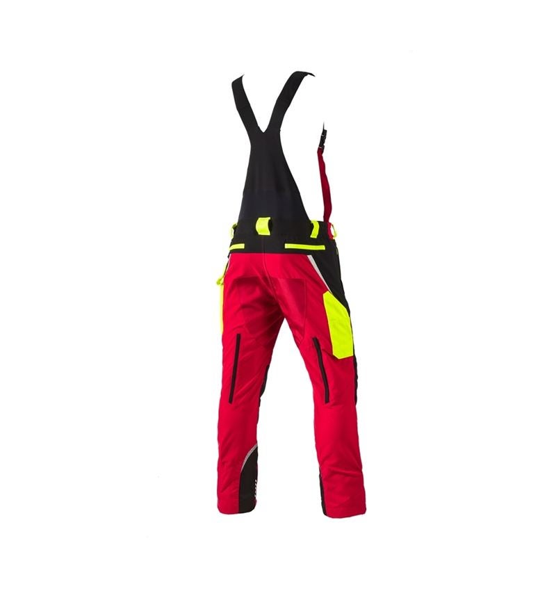 Pantalons de travail: e.s. Salopette de forestier anticoupure, KWF + rouge/jaune fluo 3