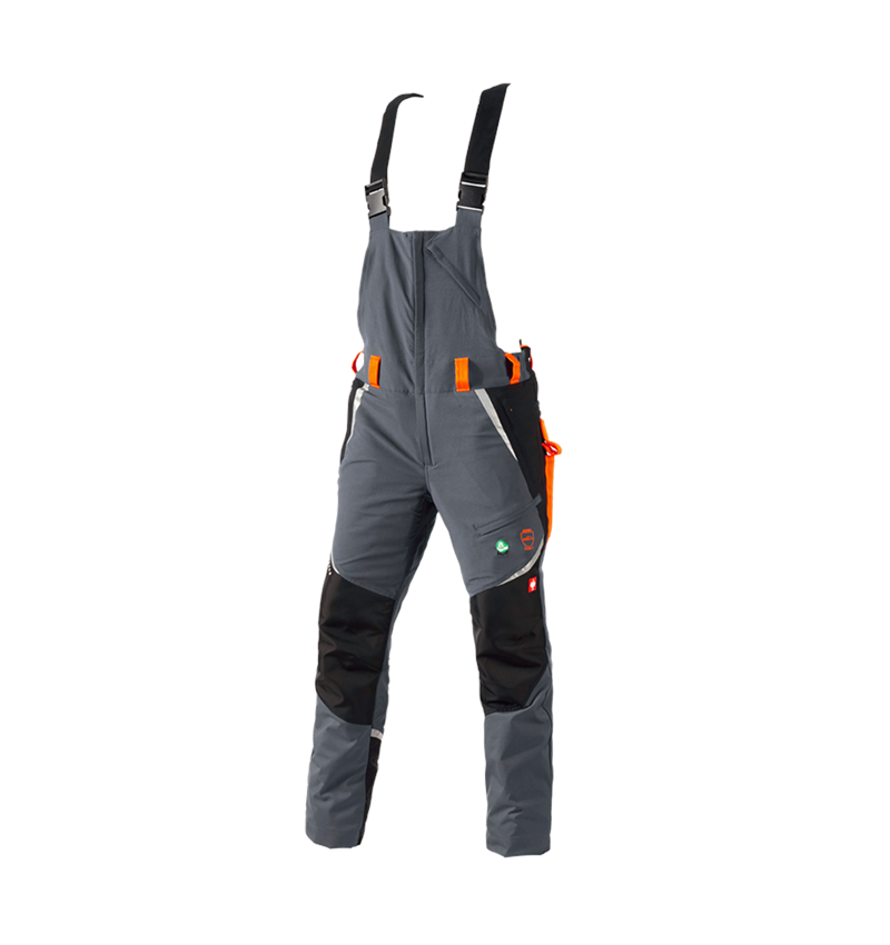 Pantalons de travail: e.s. Salopette de forestier anticoupure, KWF + gris/orange fluo 2