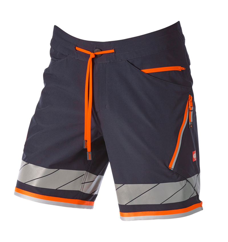 Pantalons de travail: Short fonctionnel réfléchissant e.s.ambition + bleu foncé/orange fluo 7