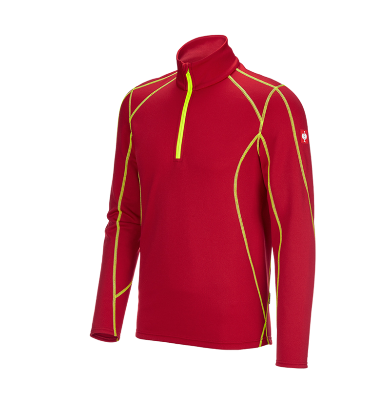 Froid: Pull de fonct. thermo stretch e.s.motion 2020 + rouge vif/jaune fluo 2