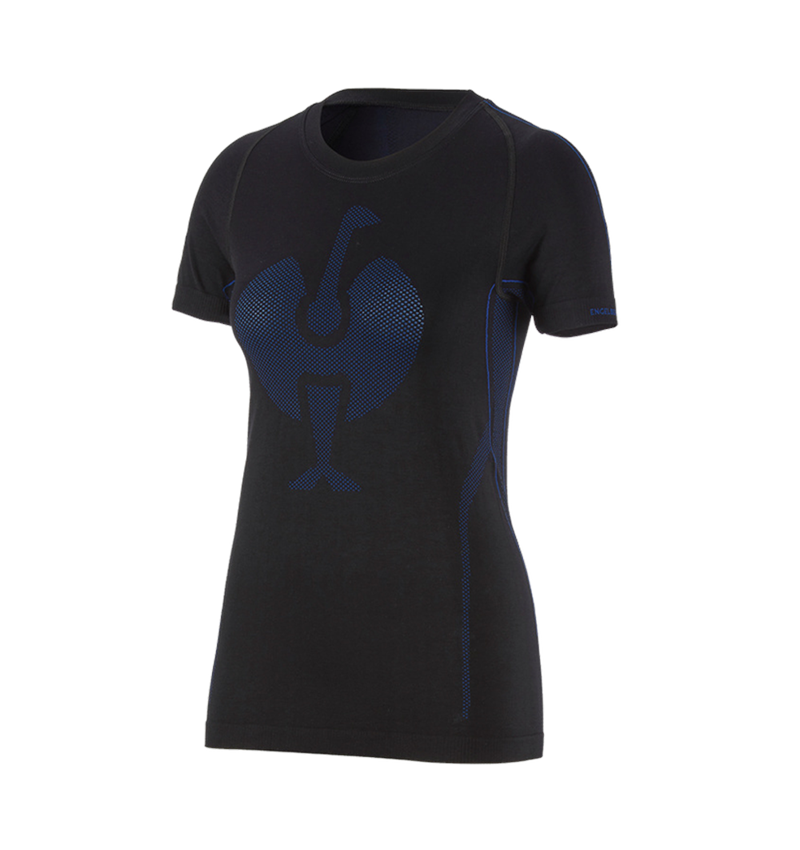 Froid: e.s. T-Shirt fonctionnel uniforme-warm, femmes + noir/bleu gentiane 2