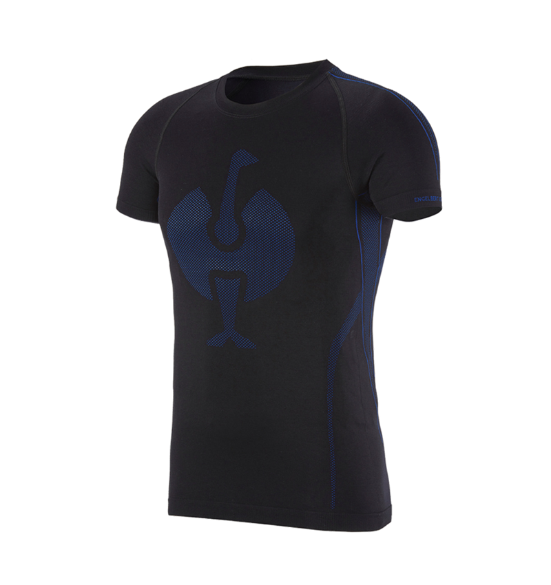 Froid: e.s. T-Shirt fonctionnel seamless - warm + noir/bleu gentiane 1