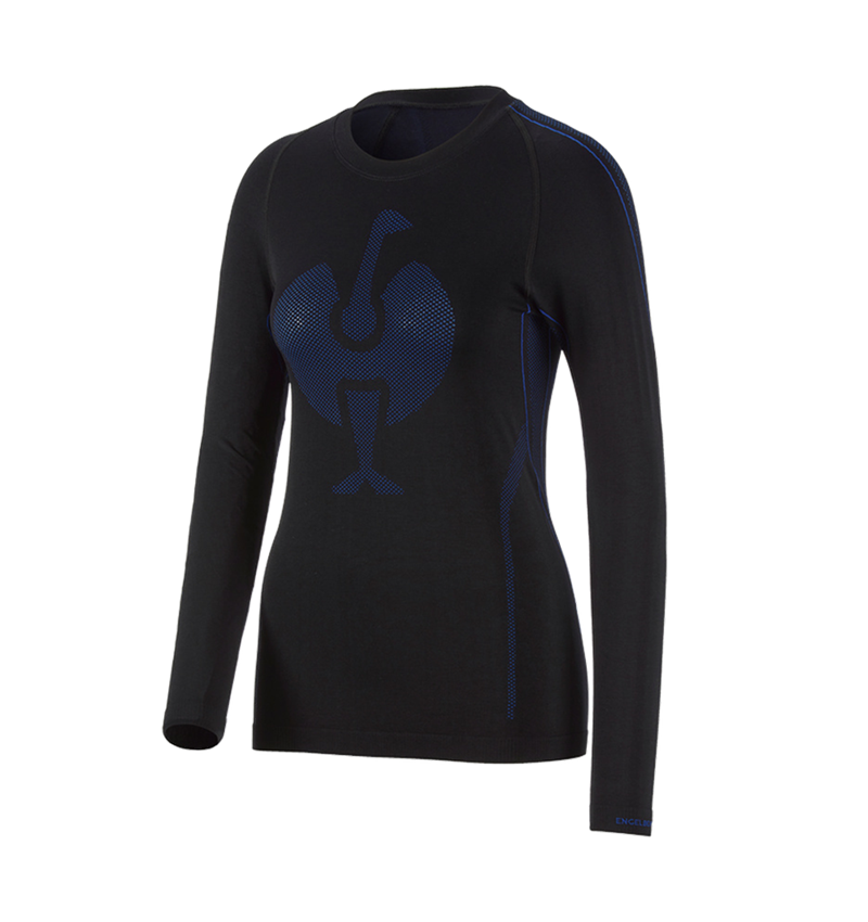 Vêtements thermiques: e.s. Fonction-Longsleeve seamless-warm, femmes + noir/bleu gentiane 2