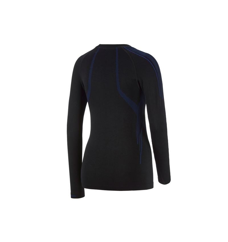 Vêtements thermiques: e.s. Fonction-Longsleeve seamless-warm, femmes + noir/bleu gentiane 3