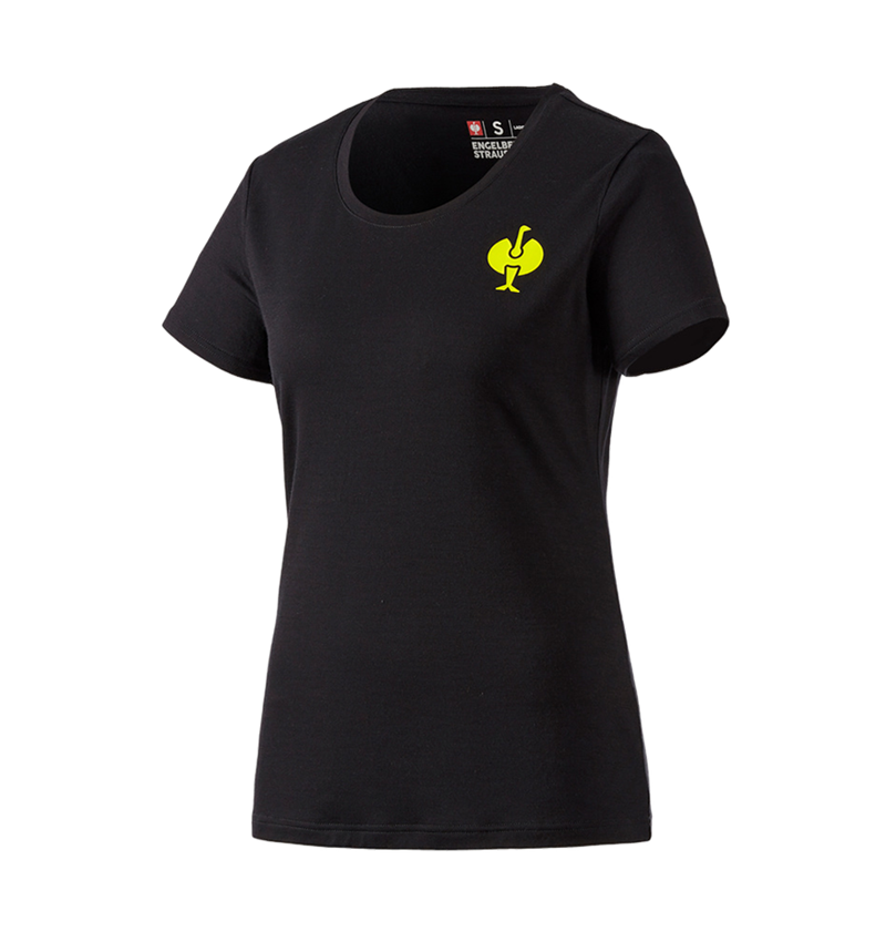 Vêtements: T-Shirt Merino e.s.trail, femmes + noir/jaune acide 2