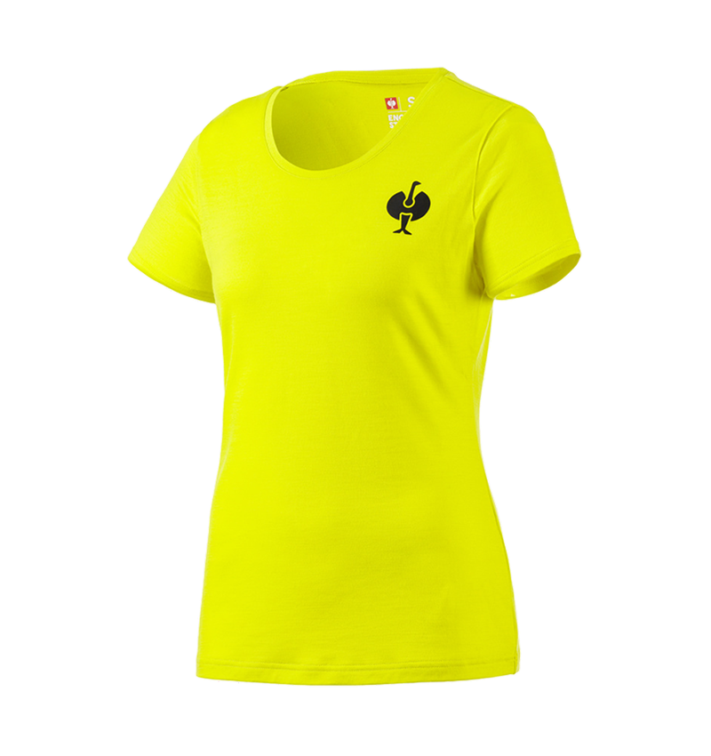 Vêtements: T-Shirt Merino e.s.trail, femmes + jaune acide/noir 3
