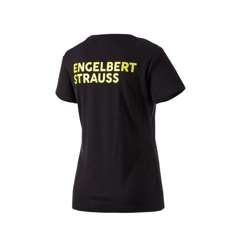 Vêtements: T-Shirt Merino e.s.trail, femmes + noir/jaune acide 3