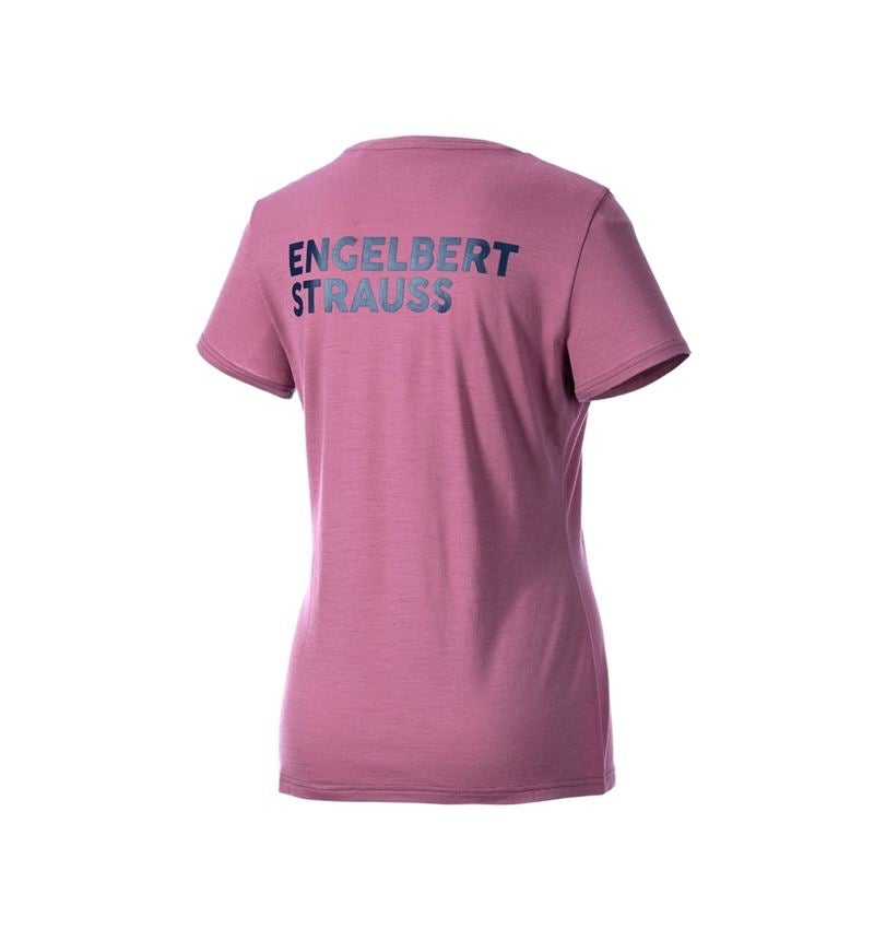 Hauts: T-Shirt Merino e.s.trail, femmes + rose tara/bleu profond 6