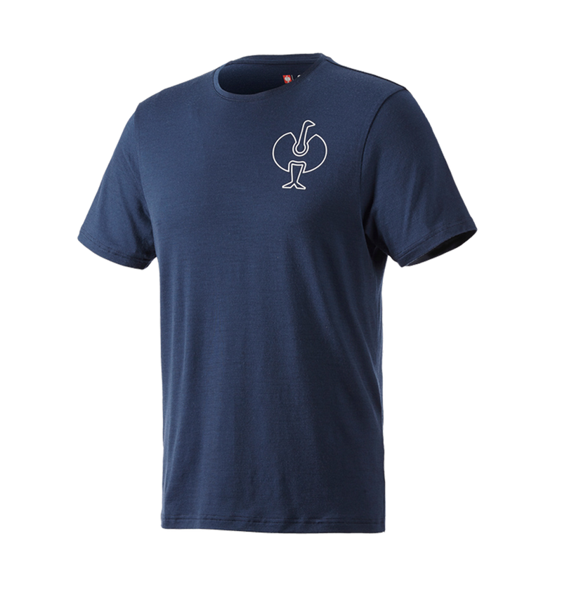 Shirts & Co.: T-Shirt Merino e.s.trail + tiefblau/weiß 3