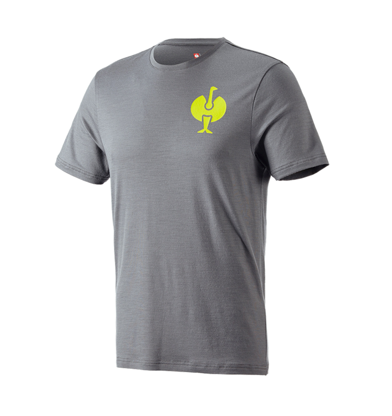 Shirts & Co.: T-Shirt Merino e.s.trail + basaltgrau/acidgelb 2
