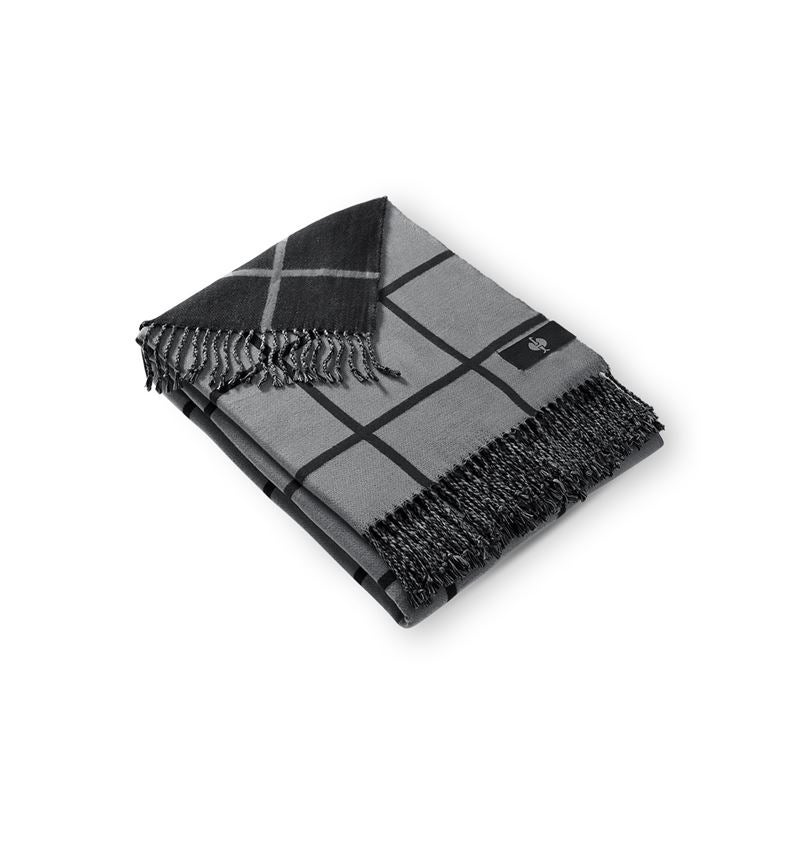 Accessoires: e.s. Couverture à franges à carreaux + gris basalte/noir