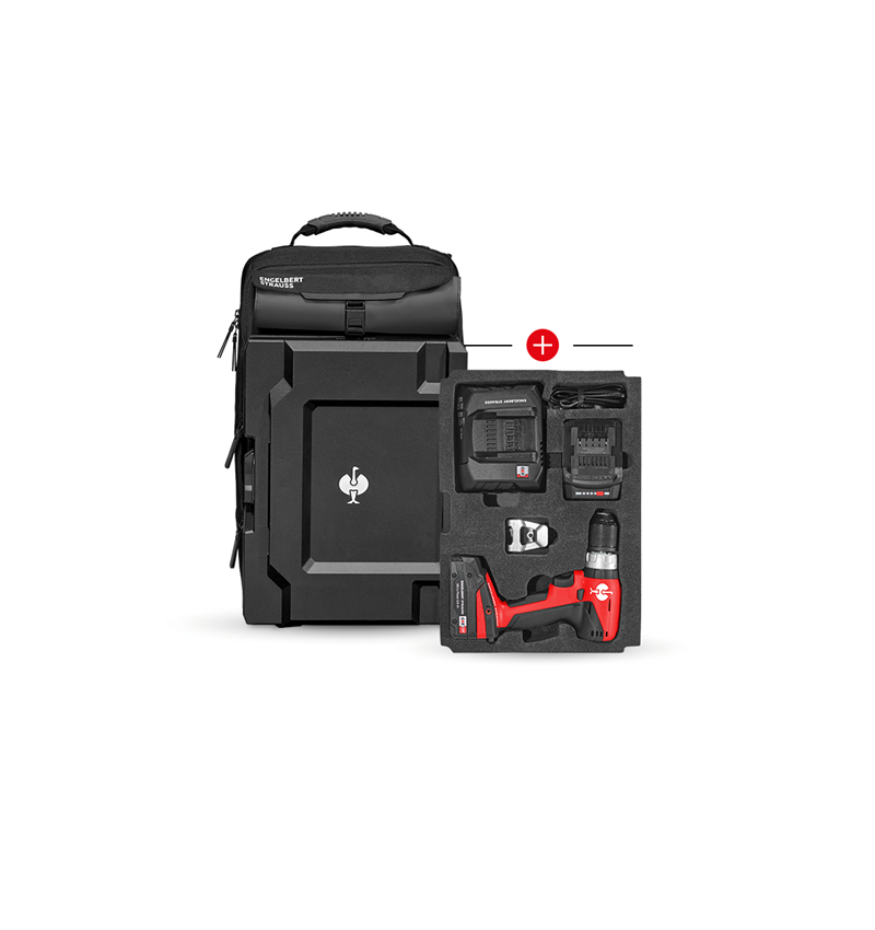 Système STRAUSSbox: Insert visseuse sur batterie+sac à dos STRAUSSbox + noir