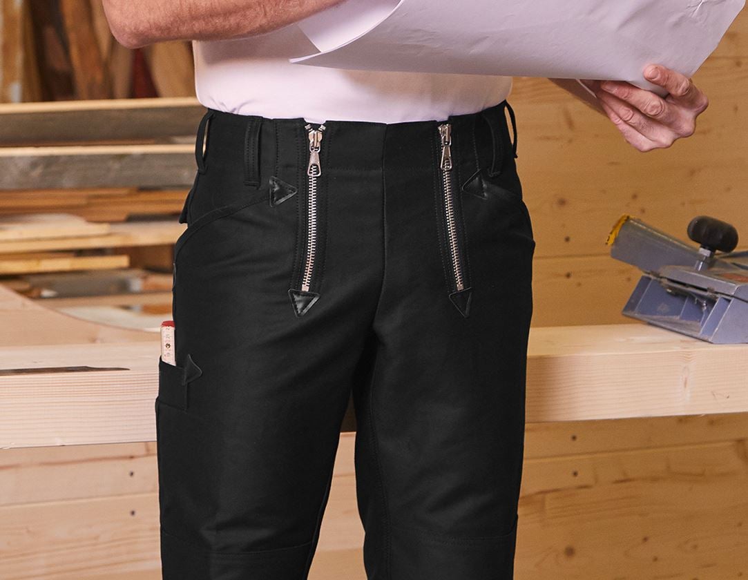Pantalons de travail: Pant.corp.en Retors double e.s. s.pattes d'éléphan + noir 1