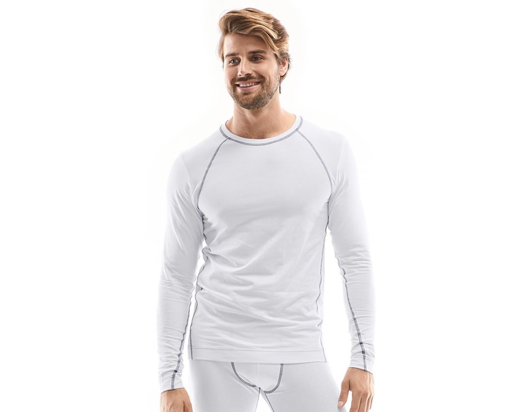Sous-vêtements | Vêtements thermiques: e.s. Haut à manches longues en coton élastique + blanc