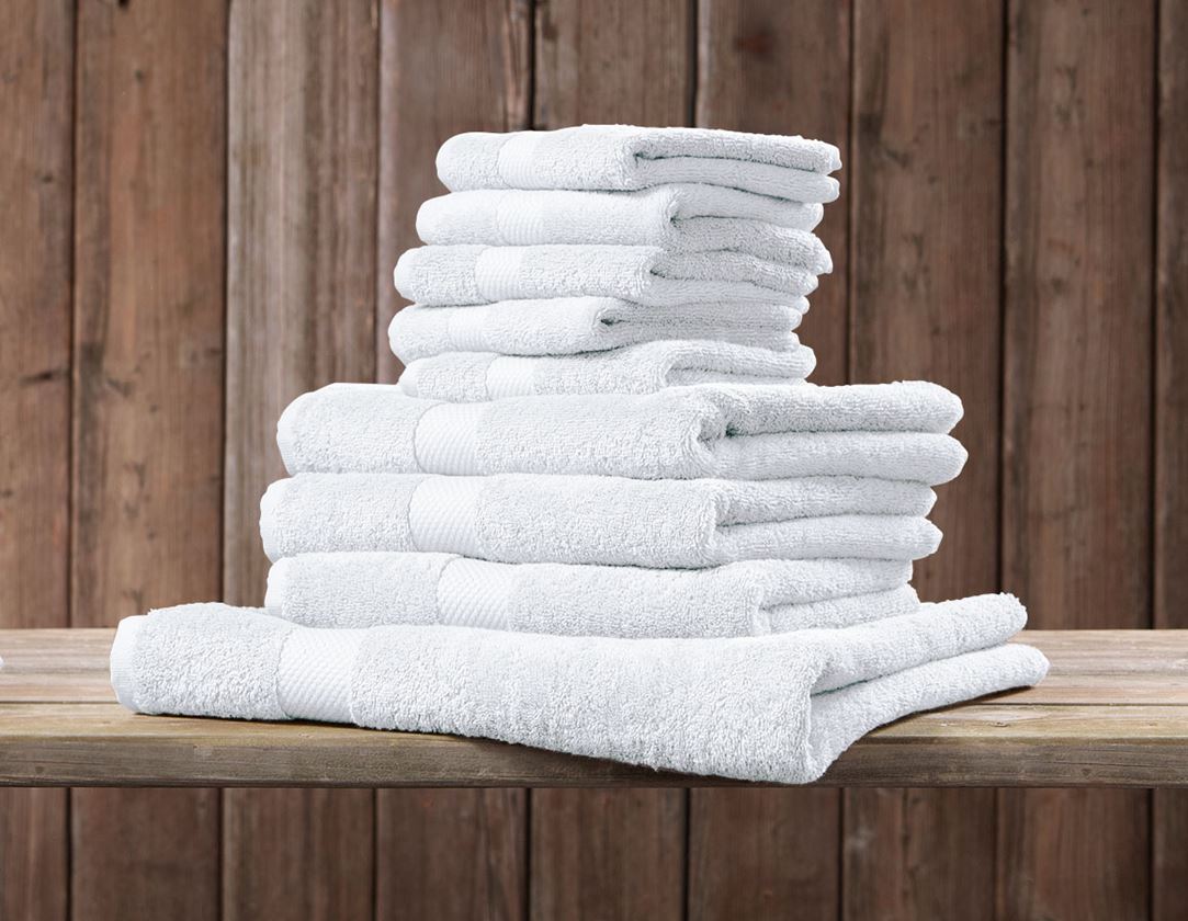 Chiffons: Serviettes de bain en éponge Premium + blanc
