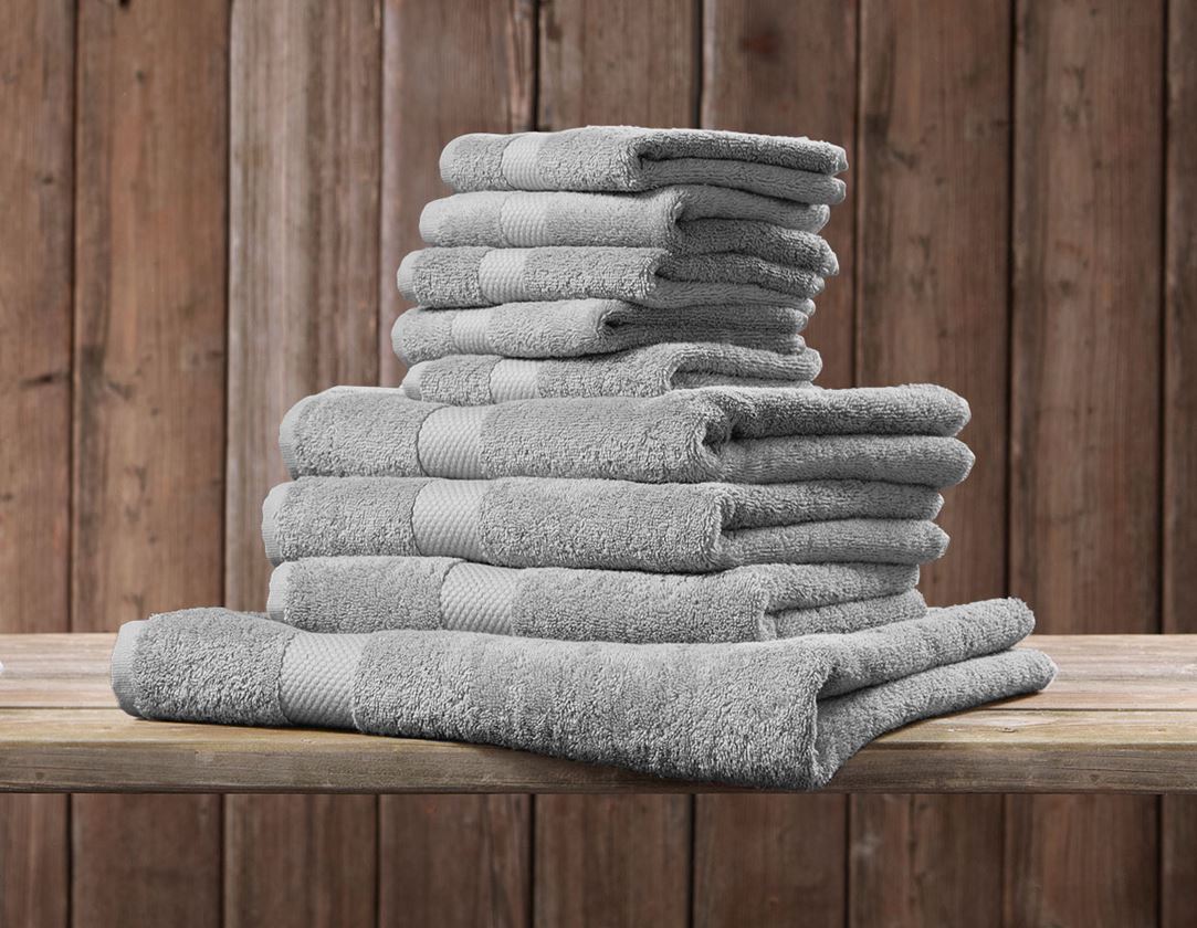 Chiffons: Serviettes de bain en éponge Premium + gris clair