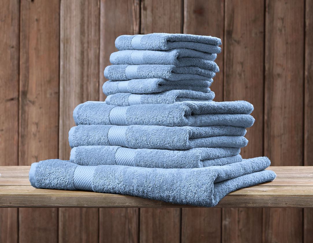 Chiffons: Serviettes de bain en éponge Premium + bleu clair