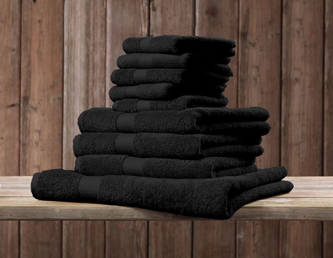 Chiffons: Serviettes de bain en éponge Premium + noir