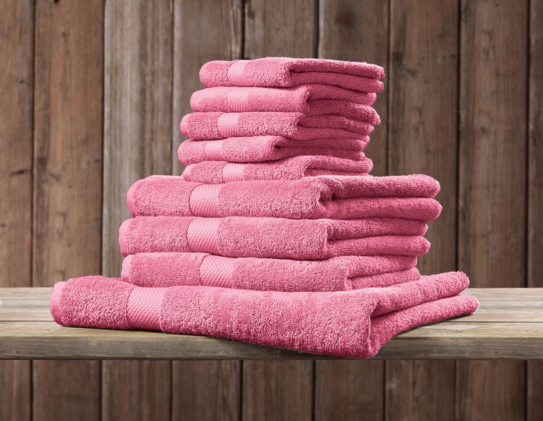 Chiffons: Serviettes de bain en éponge Premium + rose