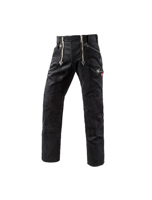 Pantalons de travail: e.s. Pantalon corp. vel. côtelé, s.pattes d‘élép. + noir 1