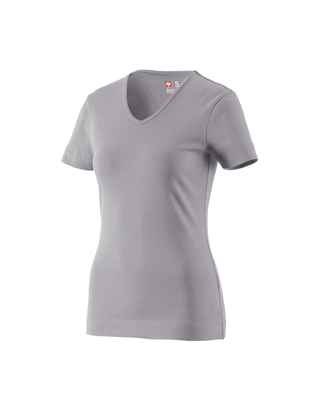 Horti-/ Sylvi-/ Agriculture: e.s. T-shirt cotton V-Neck, femmes + platine