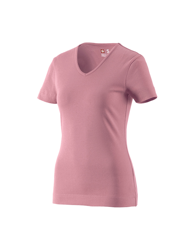 Horti-/ Sylvi-/ Agriculture: e.s. T-shirt cotton V-Neck, femmes + vieux rose
