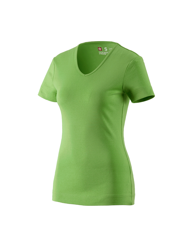 Installateurs / Plombier: e.s. T-shirt cotton V-Neck, femmes + vert d'eau