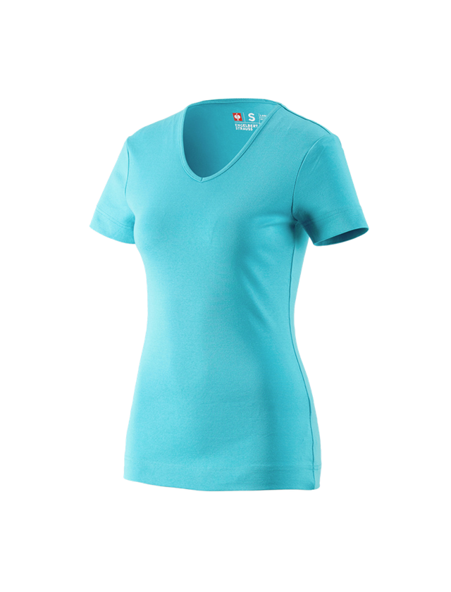 Installateurs / Plombier: e.s. T-shirt cotton V-Neck, femmes + bleu capri 2